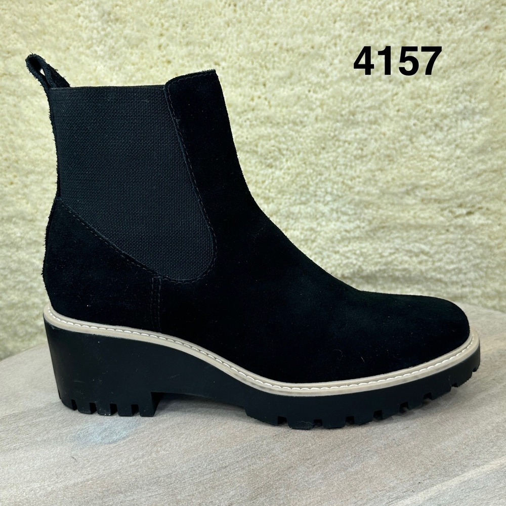 Dolce Vita Huxly Onyx Platform Lug Boots Black Suede Womens 8.5 New